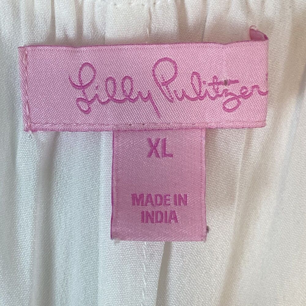 Lilly Pulitzer Bellamie‎ Cold Shoulder Top Women's XL White Gauze Preppy Beachy - Picture 3 of 6